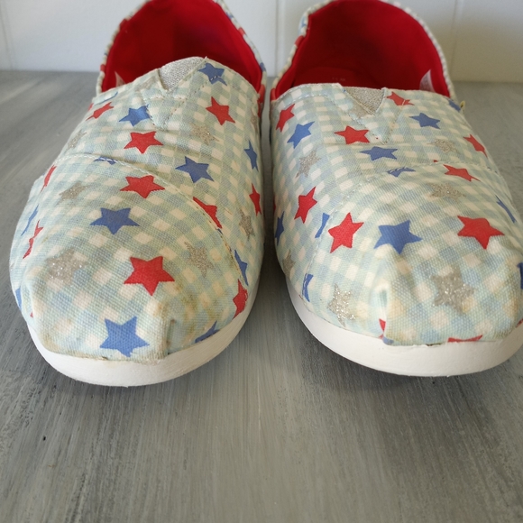 Toms White Blue Gingham Stars Glow In The Dark Alpargata Women's Size 11 - Picture 15 of 16